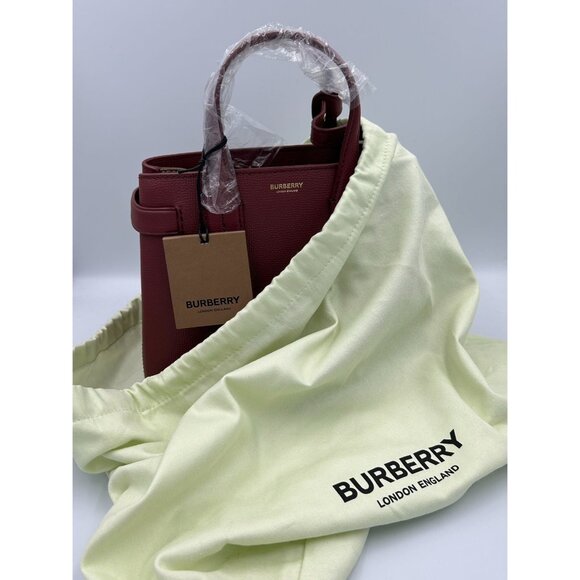 Burberry Small Banner Leather Horse Check Crossbody Shoulder bag Crimson - Picture 13 of 16